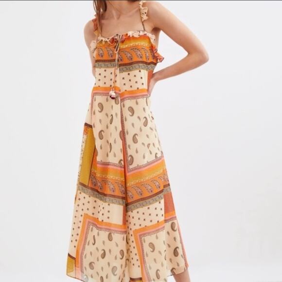 NWT Zara paisley mixed print ruffle maxi dress - Picture 6 of 10